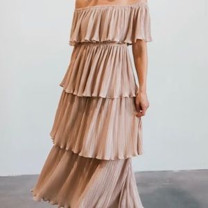 Zarra Natural Pleated Dress